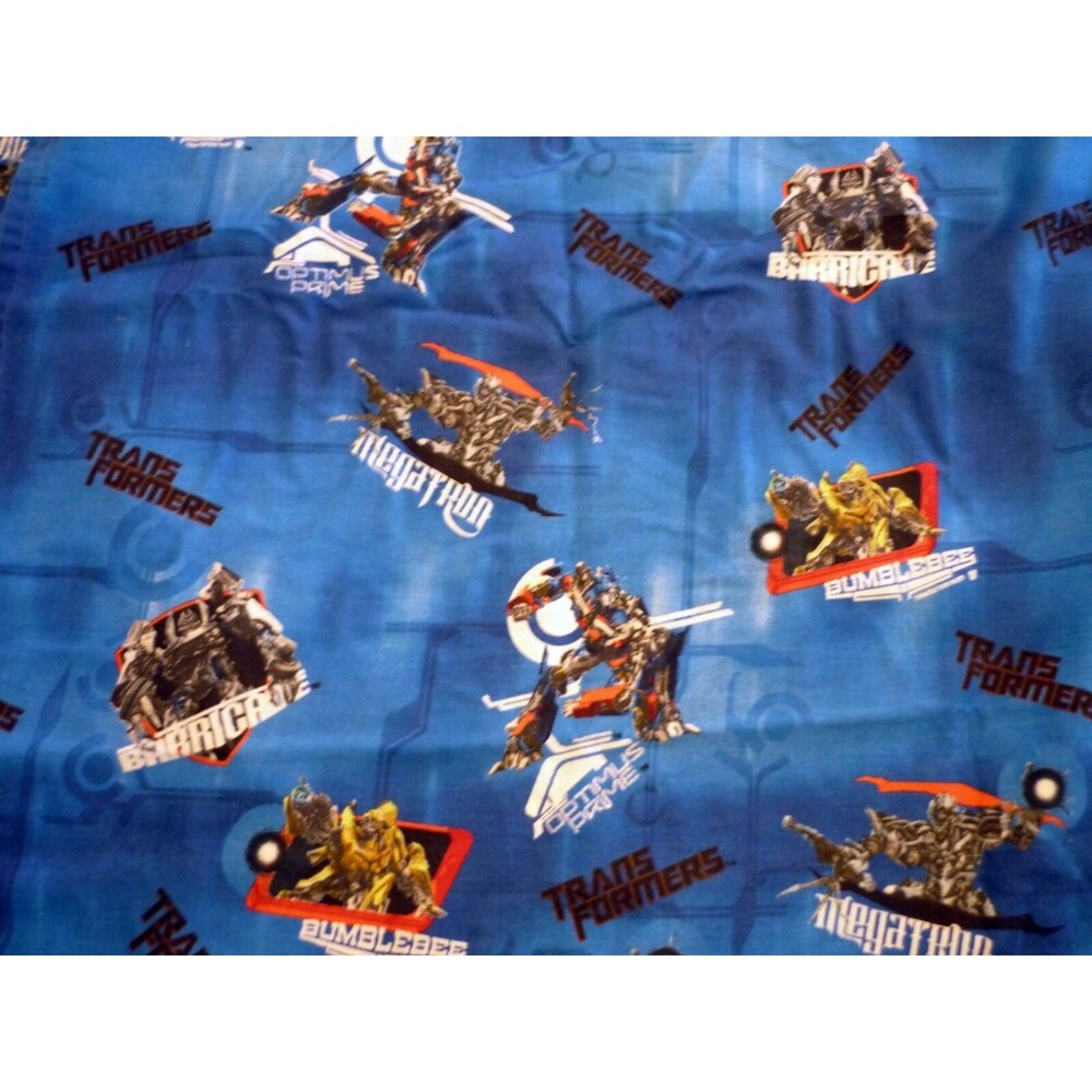 Transformers Twin Flat Sheet Megatron Fabric Material Cutter Boys Bedding Blue